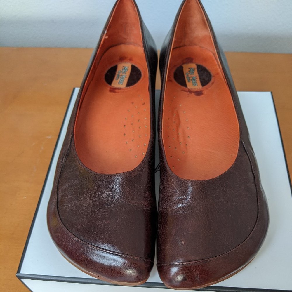 Miz Mooz Brown Slipon Mini Wedges Size 39